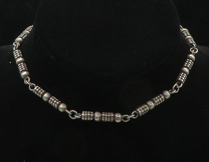 925 Sterling Silver  Vintage Shiny Bubble Bar Link Chain Necklace  NE2905