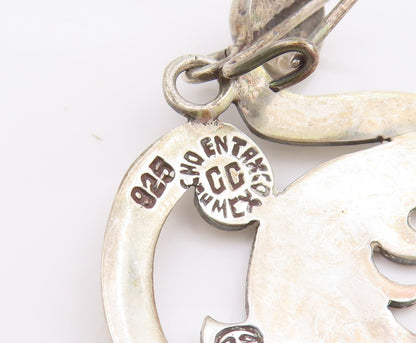 925 Sterling Silver Vintage Earrings MEXICO Celtic Knot Openwork Dangle  EG13814