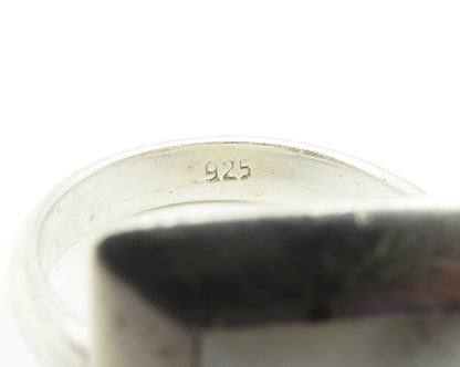 925 Sterling Silver  Inlaid Mother Of Pearl Square Cocktail Ring Sz 7  RG10648