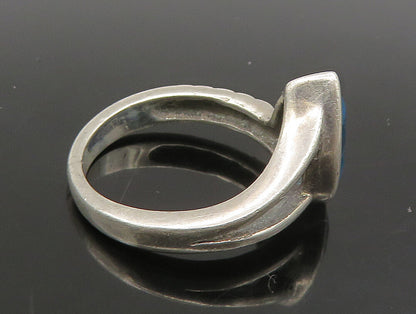 925 Sterling Silver  Vintage Tear Drop Blue Topaz Band Ring Sz 6.5  RG23713