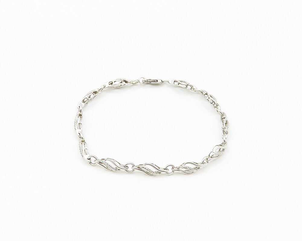 JWBR 925 Sterling Silver   Genuine Diamonds Shiny Swirl Chain Bracelet  BT7207