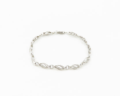 JWBR 925 Sterling Silver   Genuine Diamonds Shiny Swirl Chain Bracelet  BT7207