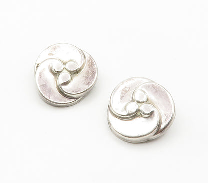MEXICO 925 Sterling Silver  Vintage Hollow Swirl Non Pierce Earrings  EG7695
