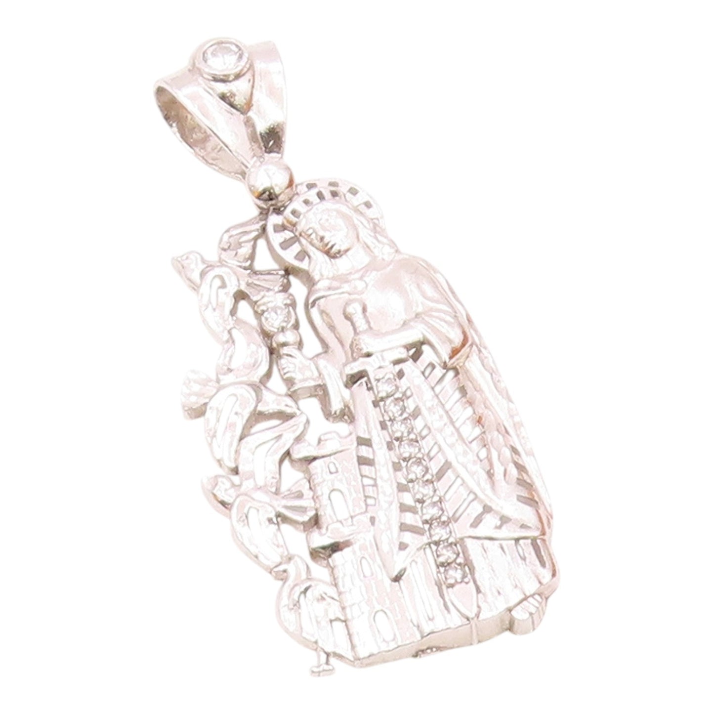 925 Sterling Silver  Vintage Royal King With Topaz Sword Pendant  PT21714