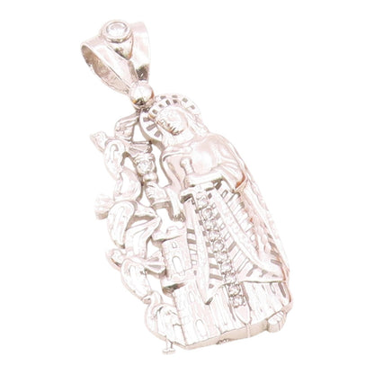 925 Sterling Silver  Vintage Royal King With Topaz Sword Pendant  PT21714