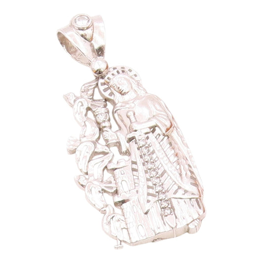 925 Sterling Silver  Vintage Royal King With Topaz Sword Pendant  PT21714