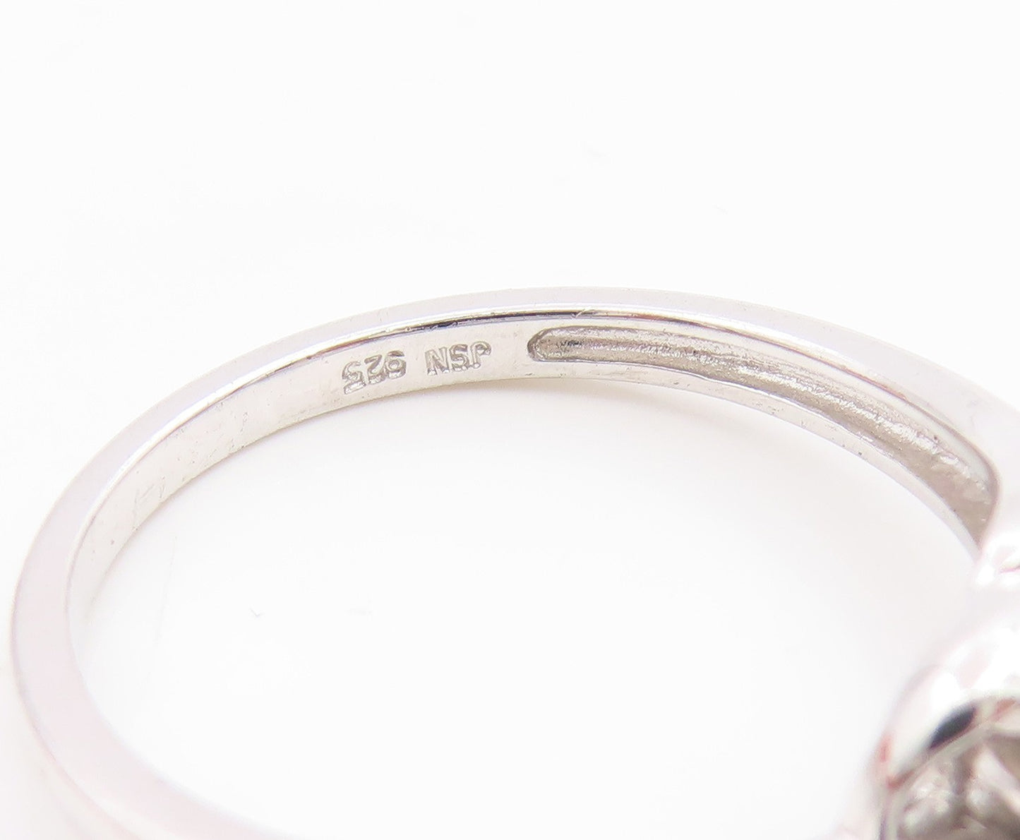 925 Sterling Silver Vintage Ring Elegant CZ Twisted Bypass Band  Sz 6.5  RG35865
