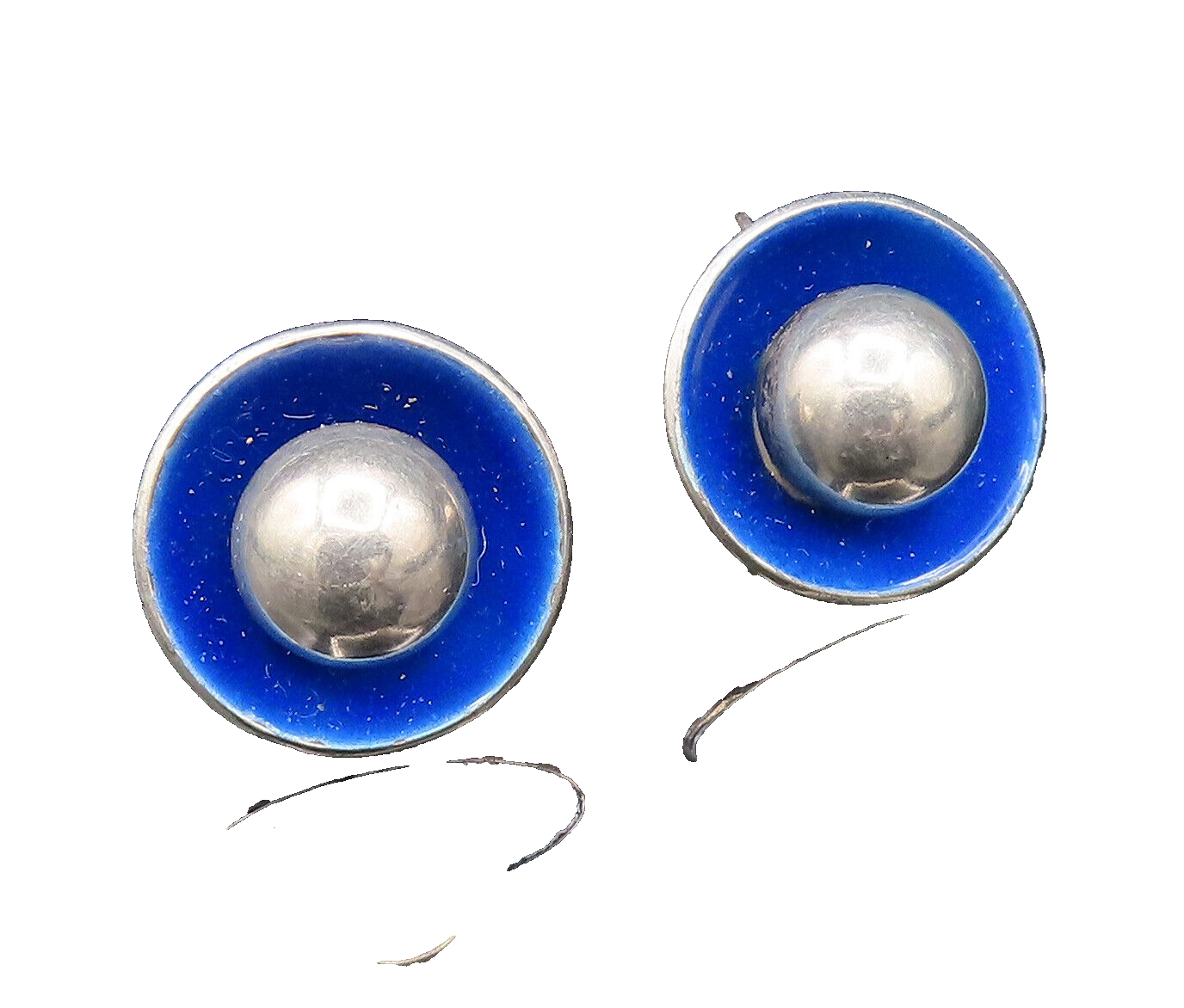 M. BOWLES 925 Silver  Vintage Enamel & Bead Ball Screw Back Earrings  EG12086