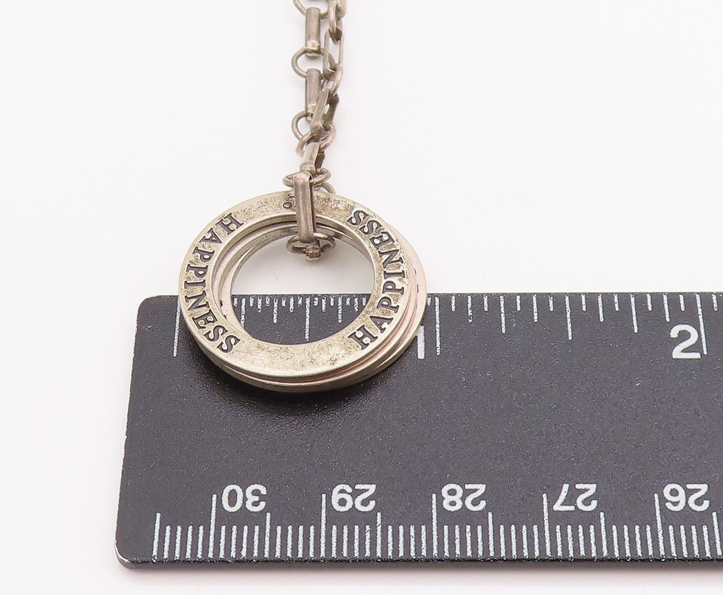 925 Sterling Silver Vintage Necklace With Engraved Love Happiness Magic  NE4616