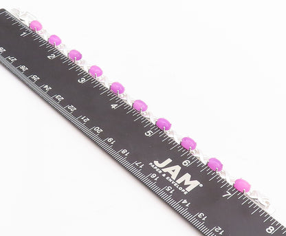925 Sterling Silver Vintage Bracelet Oval Cut Purple Gemstones X Links  BT10666