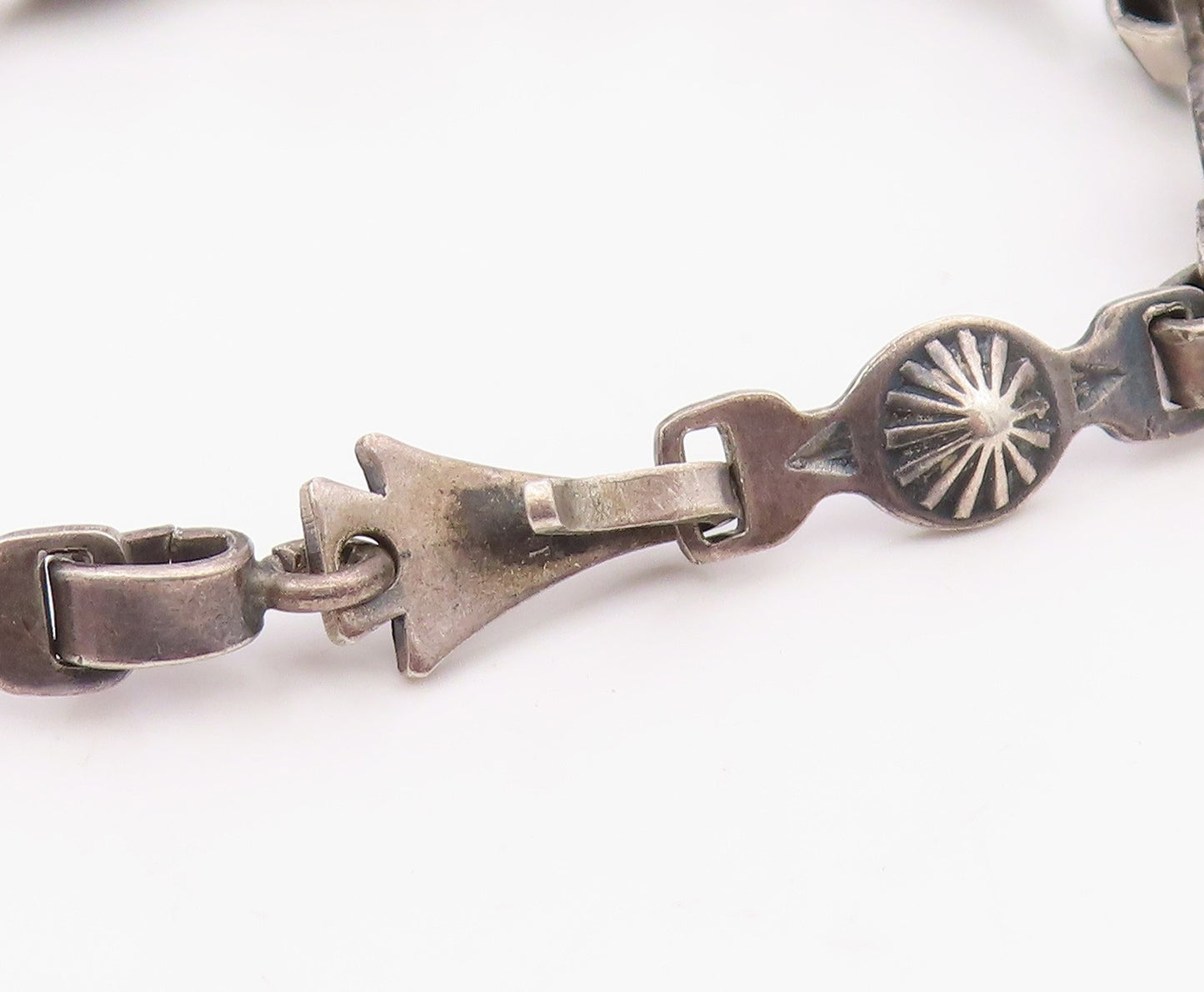 925 Sterling Silver Vintage Bracelet Classic Sunburst & Floral Chain  BT12137