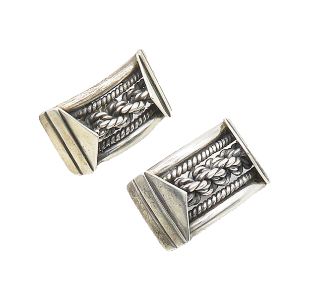 AYB MEXICO 925 Silver  Vintage Rope Twist Non Pierce Drop Earrings  EG9692
