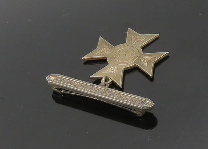 925 Sterling Silver  Vintage Dark Tone Sharp Shooter Cross Brooch Pin  BP8115