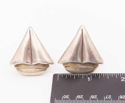 925 Sterling Silver Vintage Earrings Designer Puffed Ice Cream Effect  EG12921