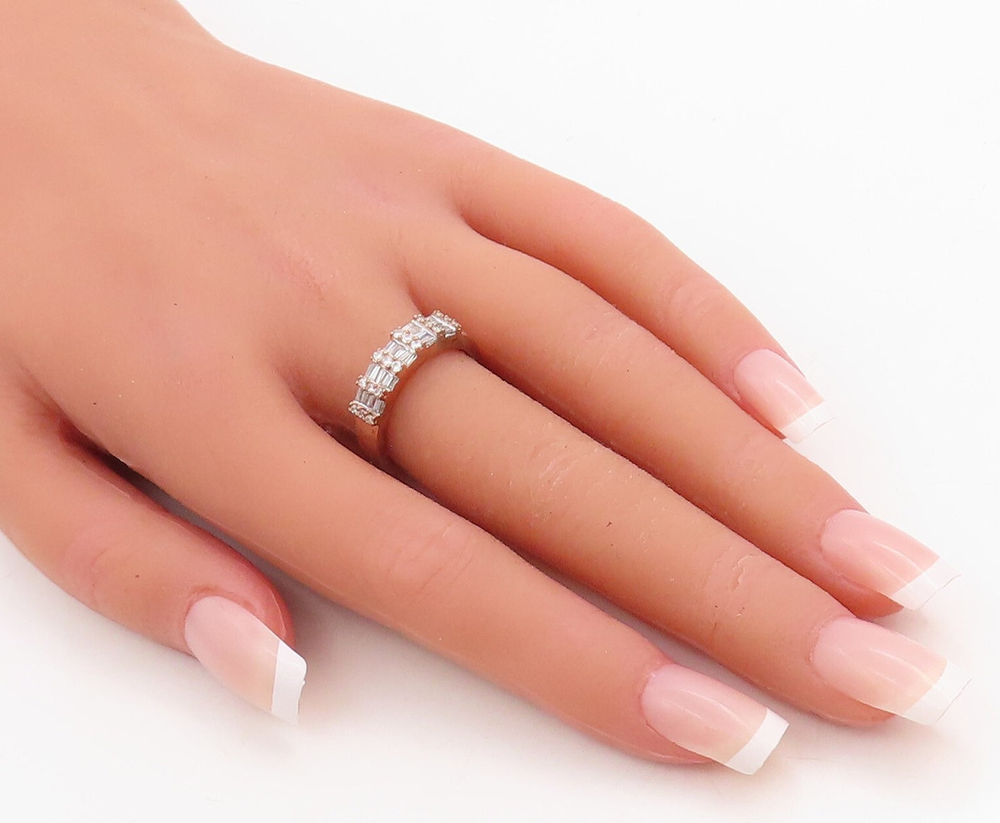 925 Sterling Silver Vintage Ring Rose Gold Plated Rectangle CZ  Sz 7  RG30725