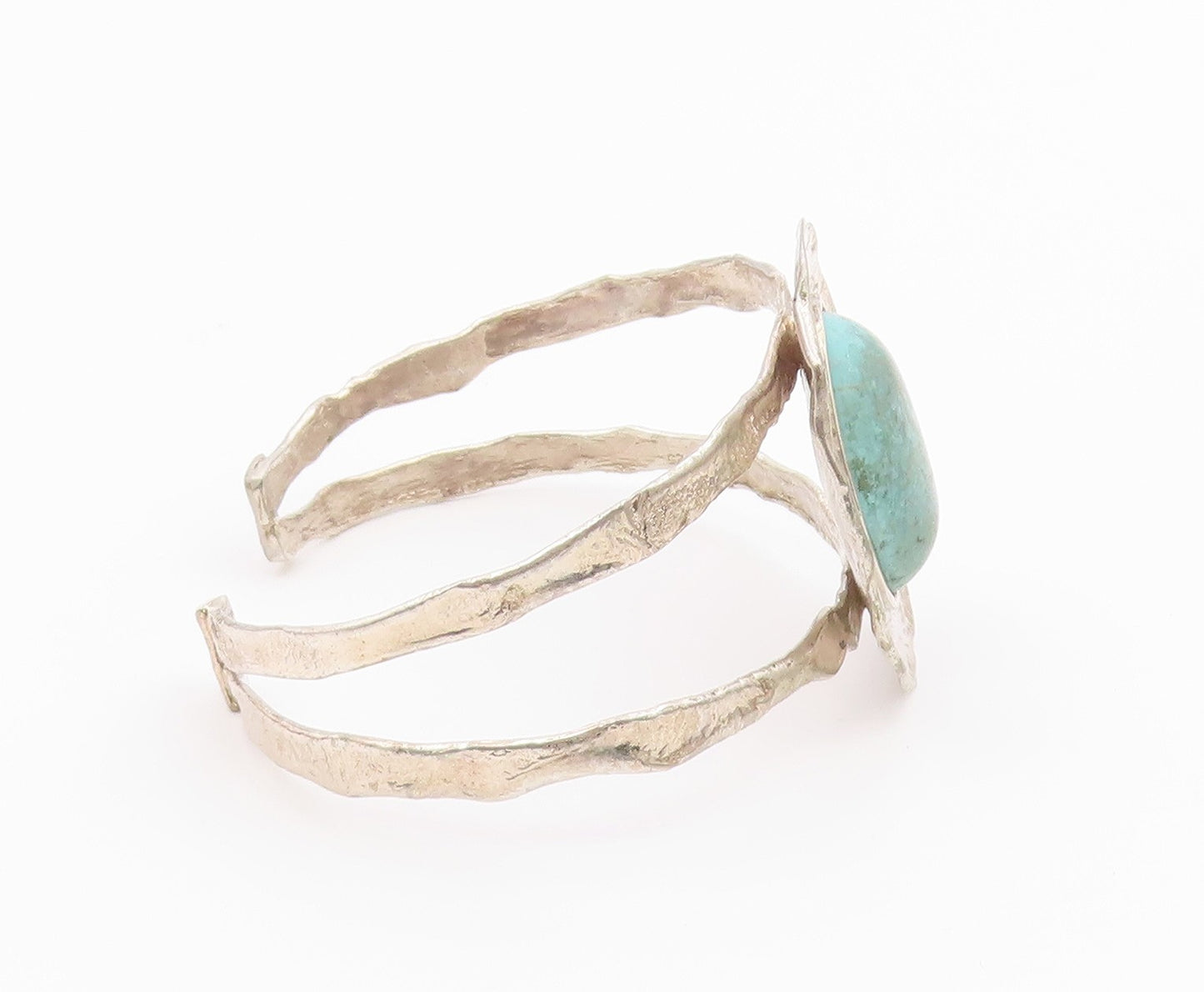 925 Sterling Silver  Vintage Cabochon Rough Gemstone Cuff Bracelet  BT8926