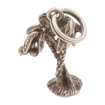 925 Sterling Silver Vintage Pendant Dark Tone Cutout Coconut Tree Charm  PT23919