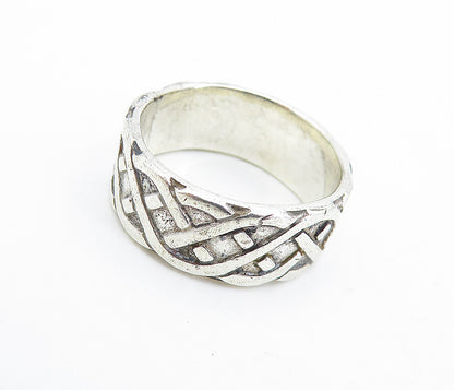 MEXICO 925 Sterling Silver  Vintage Celtic Knot Detail Band Ring Sz 6.5 RG6394