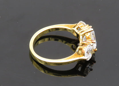 925 Silver  Vintage Cubic Zirconia Gold Plated Shiny Band Ring Sz 6  RG20741