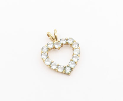 925 Silver  Vintage Blue Topaz Gold Plated Open Love Heart Pendant  PT18417