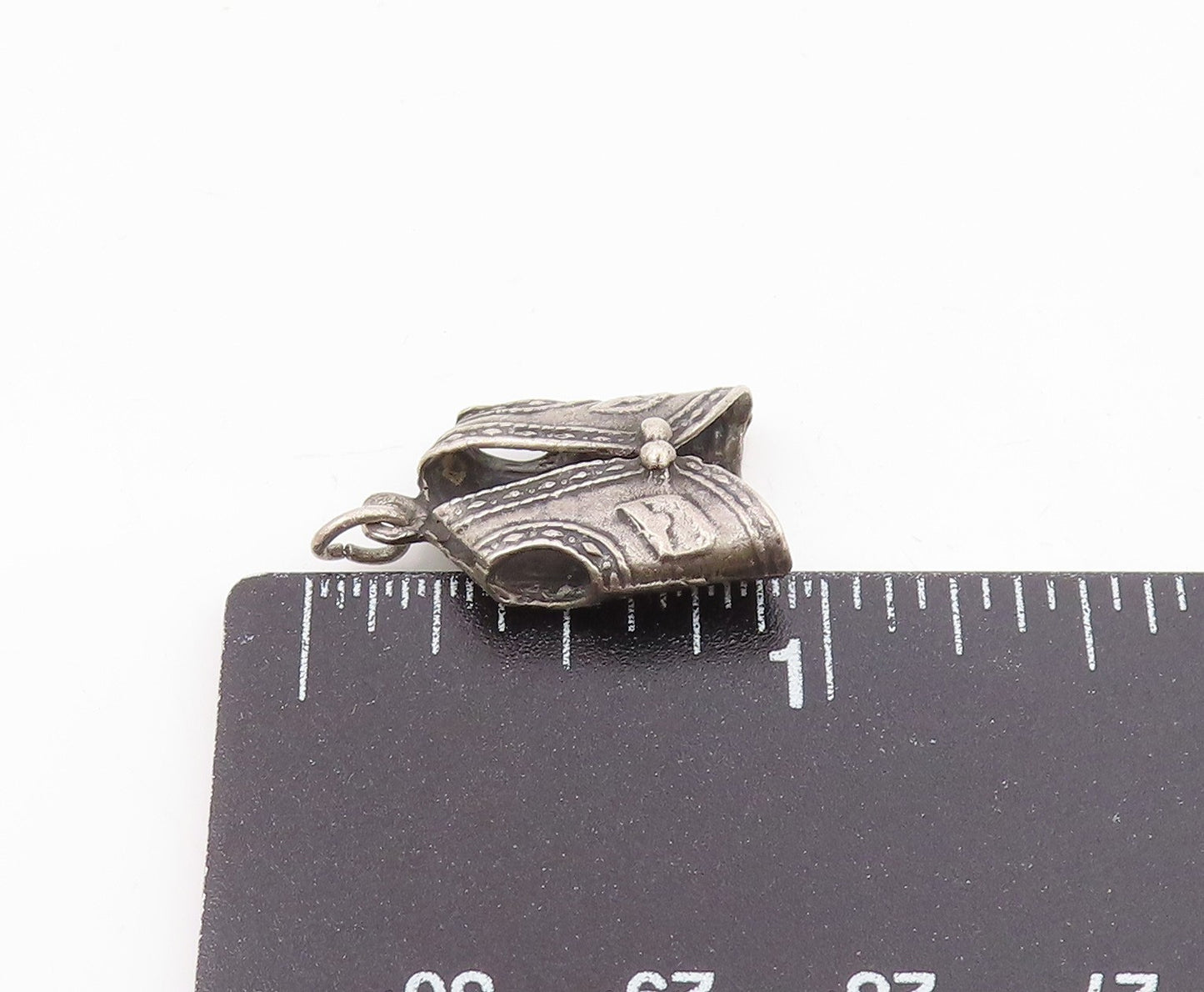 925 Sterling Silver  Vintage Dark Tone Petite Cowboy Vest Pendant  PT18887