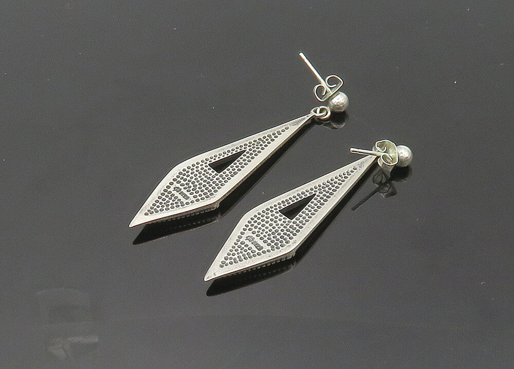 CAROLYN POLLACK 925 Silver  Vintage Black Onyx Oxidized Drop Earrings  EG10453