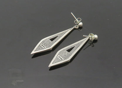 CAROLYN POLLACK 925 Silver  Vintage Black Onyx Oxidized Drop Earrings  EG10453