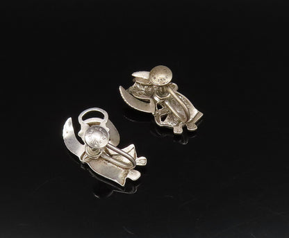 925 Sterling Silver Vintage Praying Angel Evil Devil Screw Back Earrings EG12160