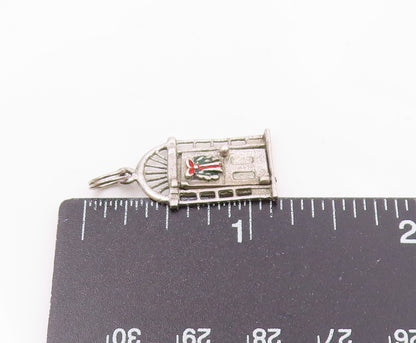 925 Sterling Silver  Vintage Christmas Wreath Door Pendant (OPENS)  PT18891