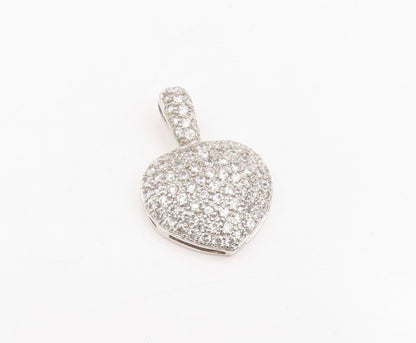 925 Sterling Silver Vintage Pendant Sparkling CZ Clustered Love Heart  PT25736
