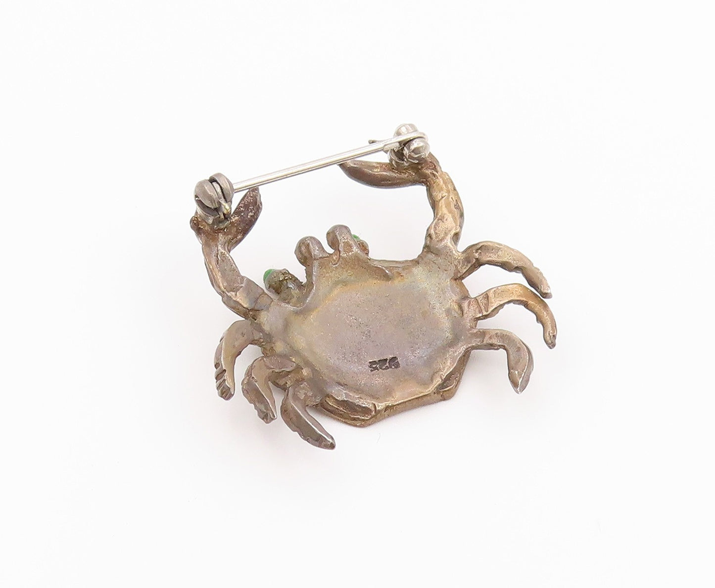 925 Sterling Silver Vintage Brooch Pin Classic Turquoise Eye Crab Cutout BP12630
