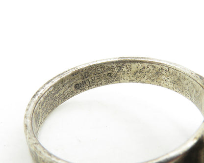 DESIGNER 925 Silver Vintage Dark Tone Hollow Smooth Band Ring Sz 7  RG17410
