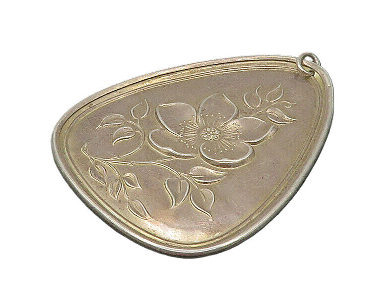TOWLE 925 Sterling Silver   Vintage Floral Swirl Hen Pattern Pendant  PT13818