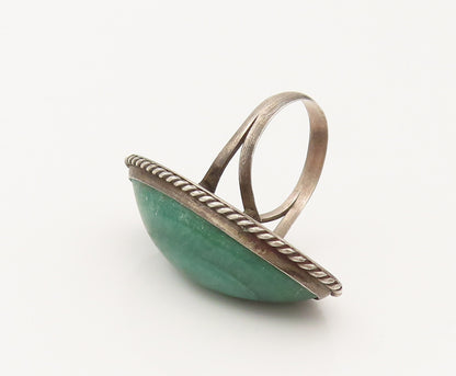 MEXICO 925 Silver  Vintage Cabochon Malachite Cocktail Ring Sz 8.5  RG26458