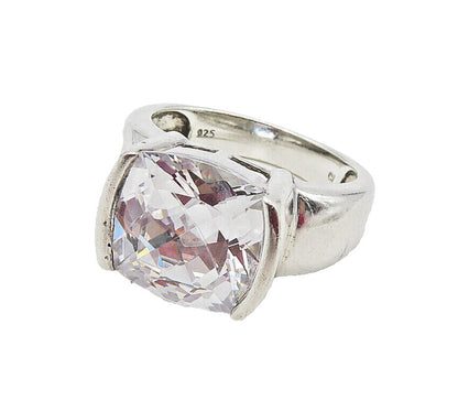 925 Sterling Silver  Sparkling Cubic Zirconia Cocktail Ring Sz 8.5  RG9355