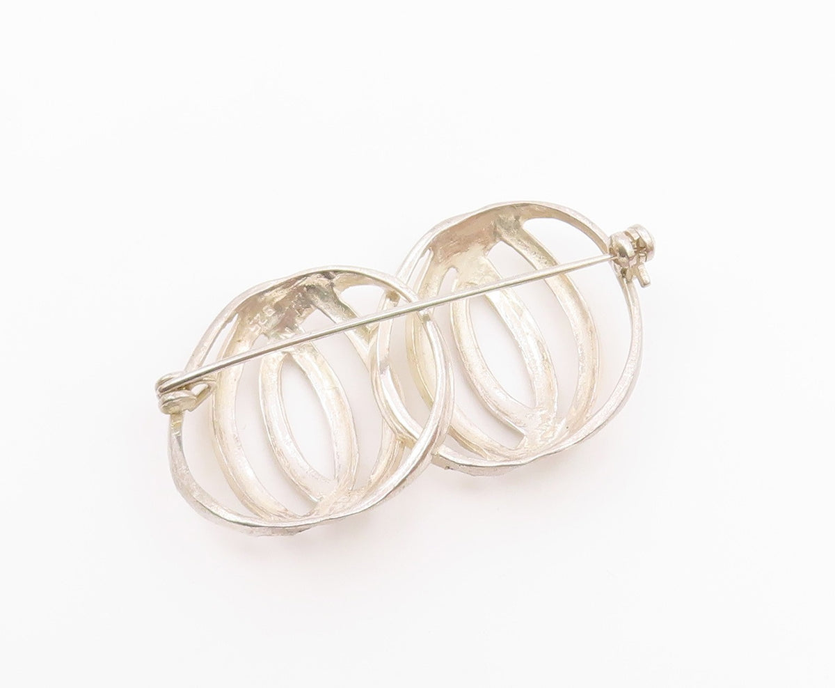925 Sterling Silver  Vintage Overlapping Hammered Spheres Brooch Pin  BP9761