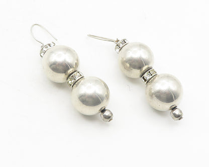 925 Sterling Silver  Vintage Cubic Zirconia Hollow Spheres Earrings  EG6246