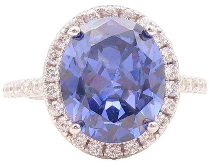925 Sterling Silver Vintage Ring Designer Sapphire & CZ Stackable  Sz 7  RG30690