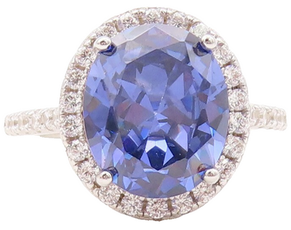 925 Sterling Silver Vintage Ring Designer Sapphire & CZ Stackable  Sz 7  RG30690