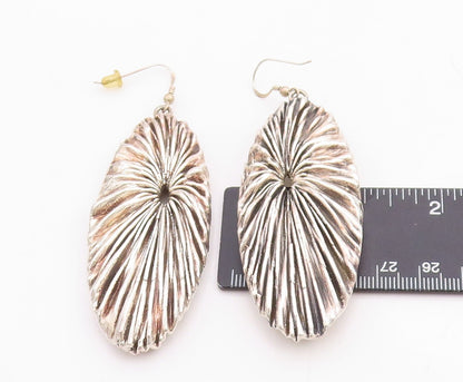 925 Sterling Silver Vintage Earrings ISRAEL Large Oval Brutalist Grooved EG13232
