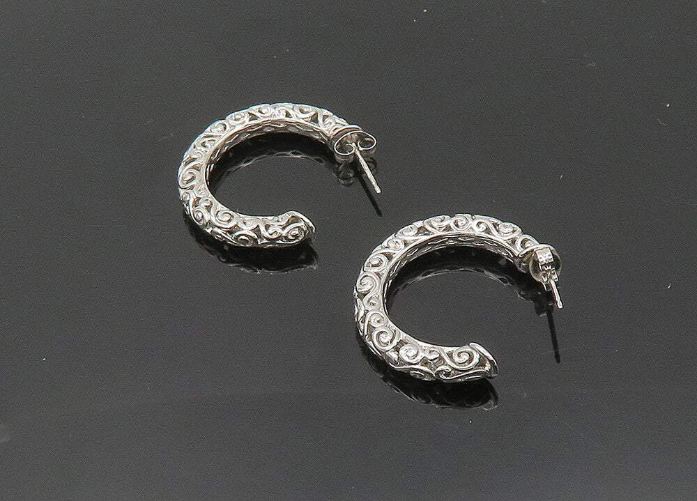 ROSS SIMON 925 Sterling Silver  Vintage Shiny Swirl JHoop Earrings  EG10182