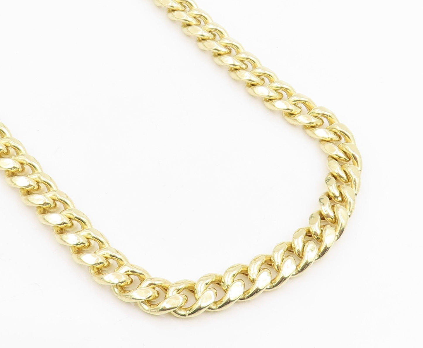 925 Sterling Silver Vintage Necklace Gold Plated Chunky Cuban Link Chain  NE4748