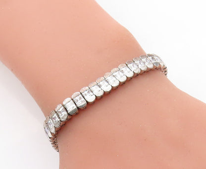 KOREA 925 Sterling Silver  Sparkling Cubic Zirconia Tennis Bracelet  BT2180