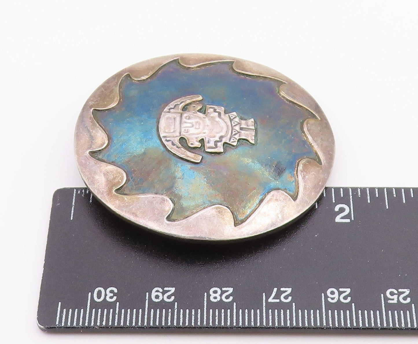 925 Sterling Silver  Vintage Dark Tone Traditional Statue Brooch Pin  BP2993