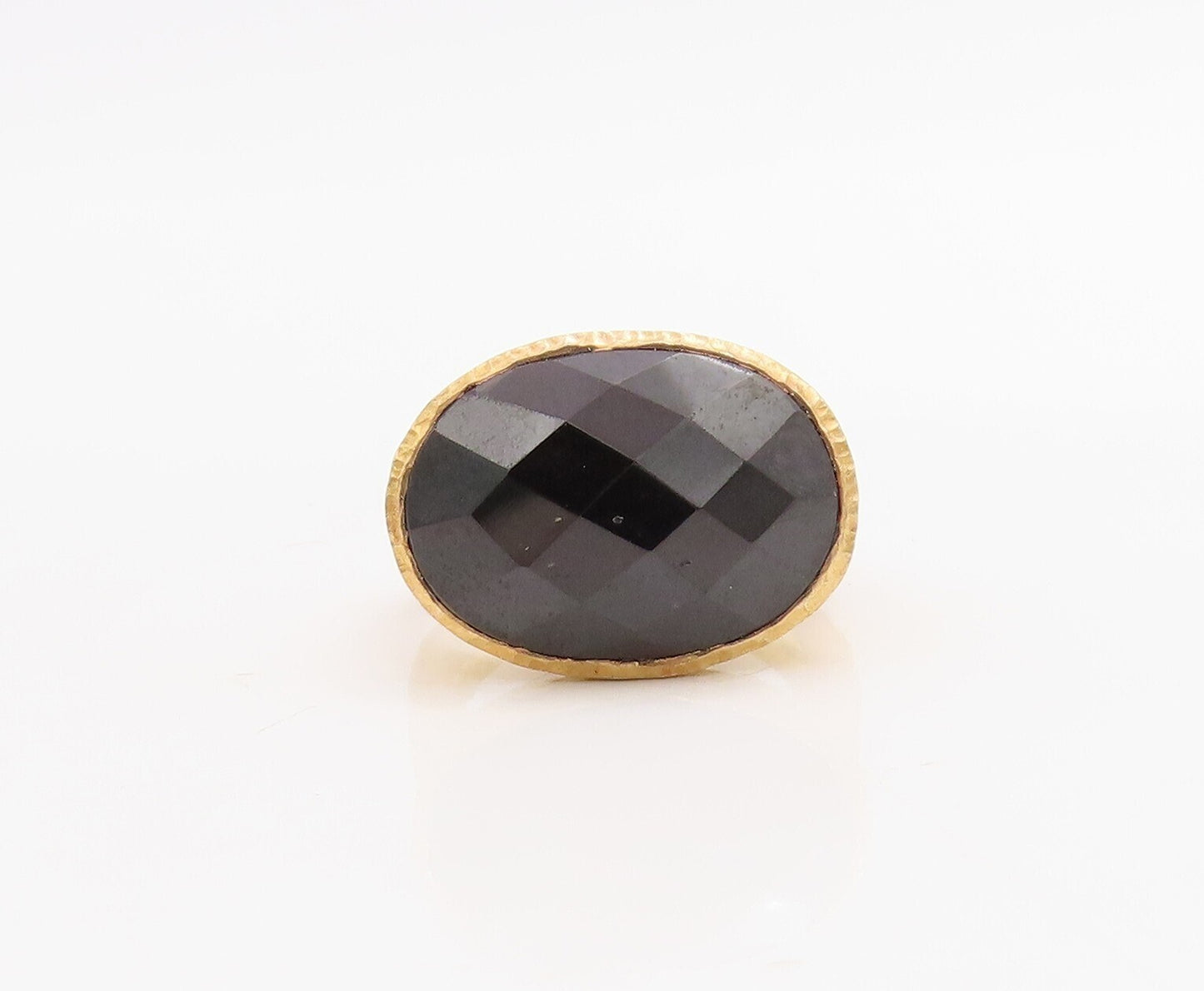 925 Sterling Silver Vintage Ring Gold Plated Oval Cut Onyx  Sz 5  RG30718