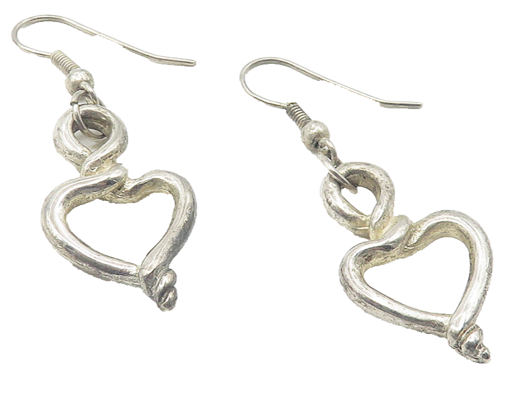 925 Sterling Silver  Vintage Open Love Heart Infinity Dangle Earrings  EG6187