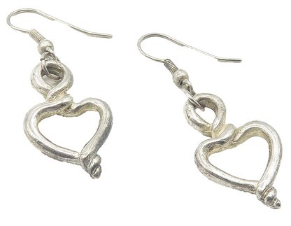 925 Sterling Silver  Vintage Open Love Heart Infinity Dangle Earrings  EG6187