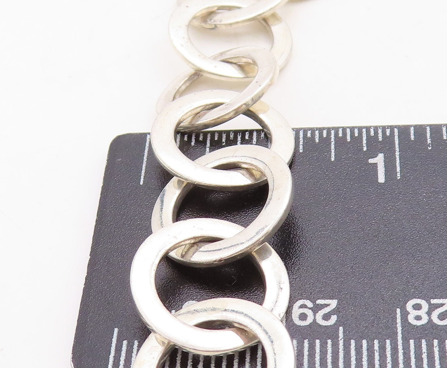 DAVID SIGAL 925 Sterling Silver Vintage Shiny Open Circle Chain Necklace  NE2196
