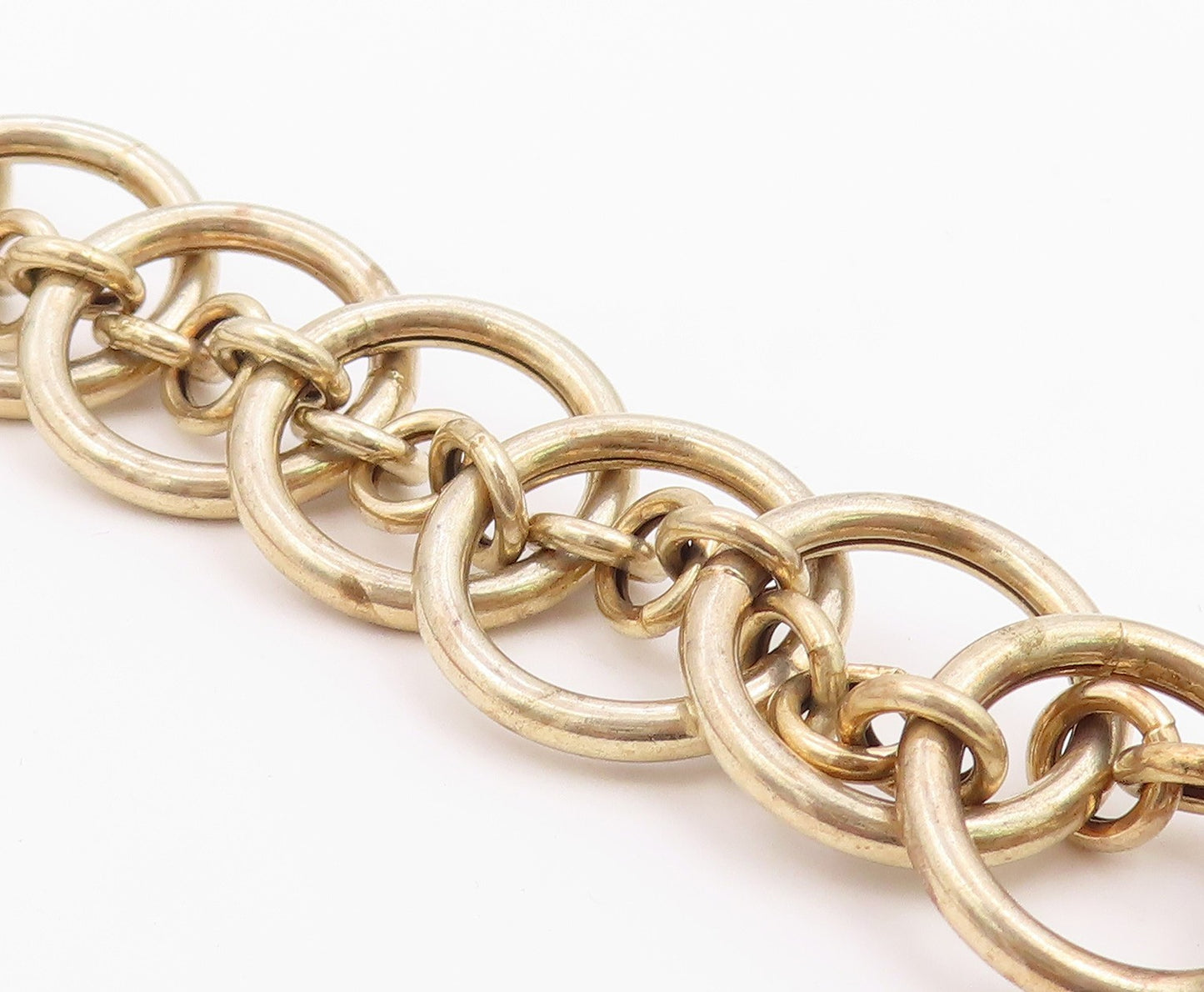 925 Sterling Silver  Vintage Gold Plated Circle Link Chain Bracelet  BT8326