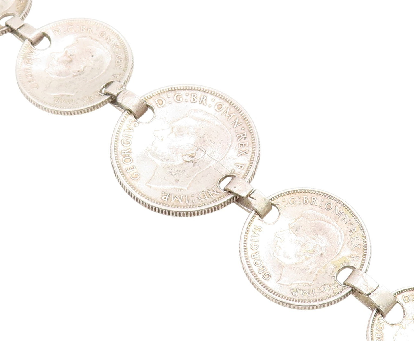 925 Sterling Silver Vintage Bracelet Antique Australian Florin Coin  BT11426